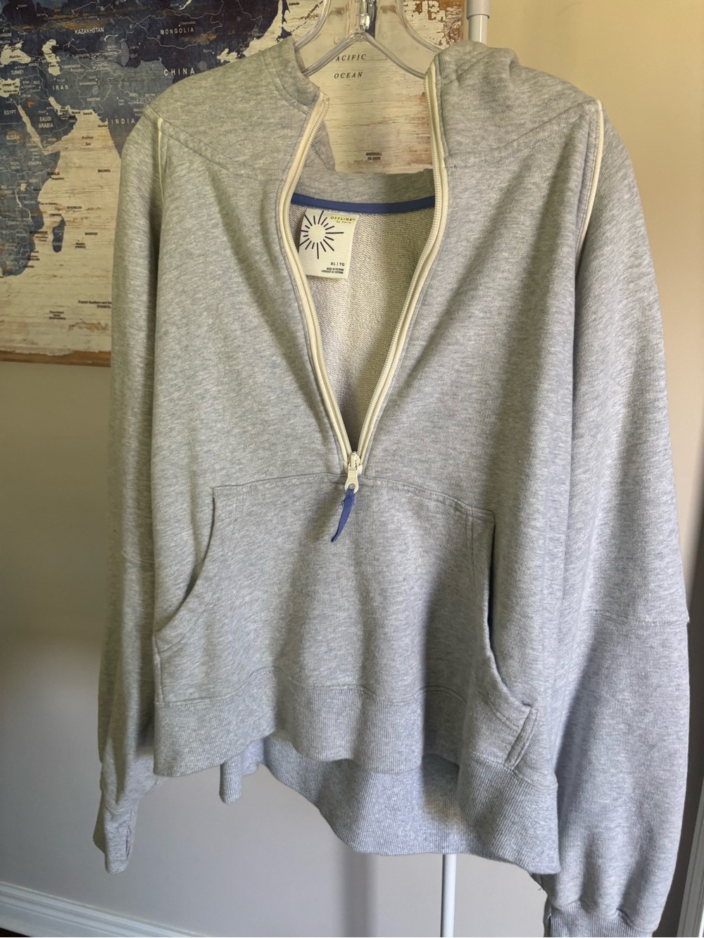 Light Gray Half-Zip Hooded Sweatshirt